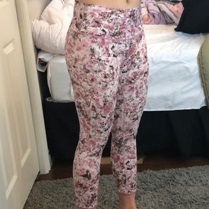 Pink floral lululemon leggings